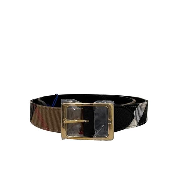 Burberry Classic Check Leather Belt in Beige/Black NEW 90cm main image 4